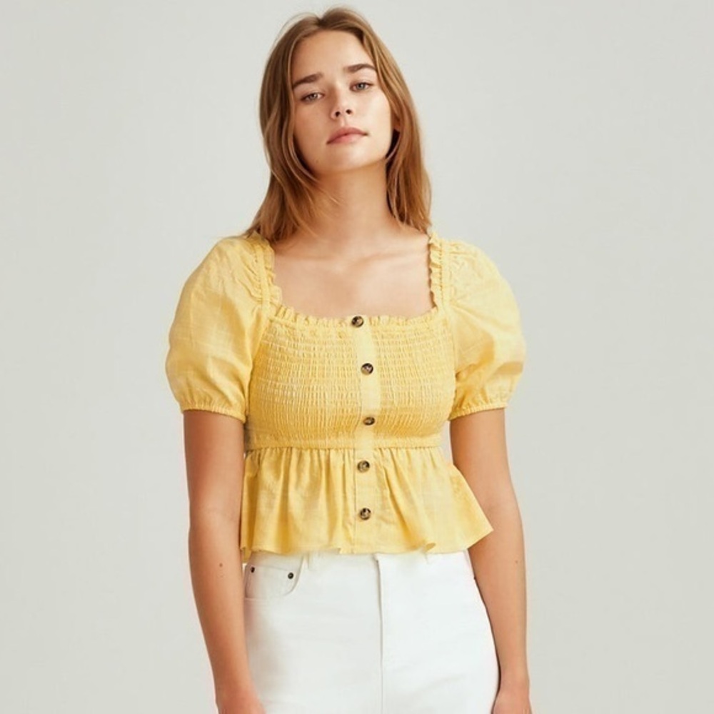 The Fifth Label Yellow Hummingbird Check Top Sz.L NWT!